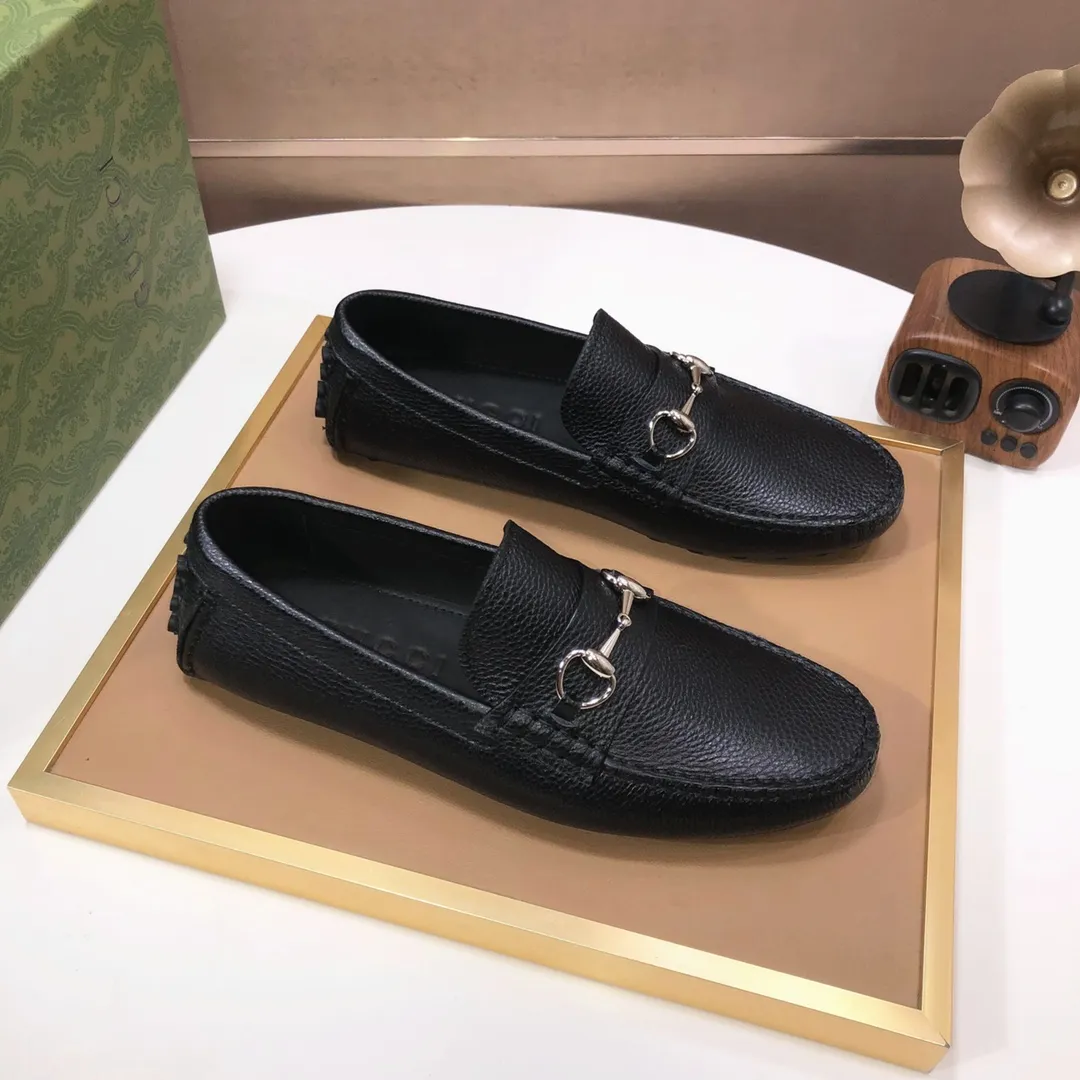 Men's Men's Shoes💰420💰[Gucci GUCCI] (High-end Niuli) New 🍀Gucci*-Gucci Peas Shoes! Made of imported original cowhide, the inner top layer is comfortable cowhide lining! Original wear-resistant rubber outsole! High quality products! Code number 38-44!